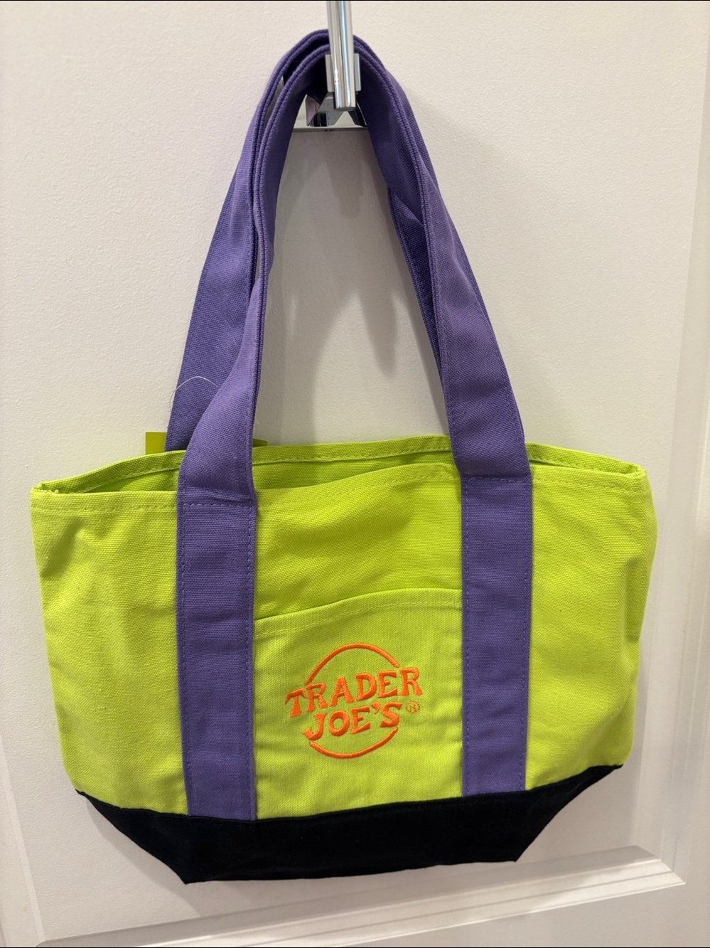 NWT Trader Joe’s Halloween green, orange, black & purple Canvas Mini Tote Bag